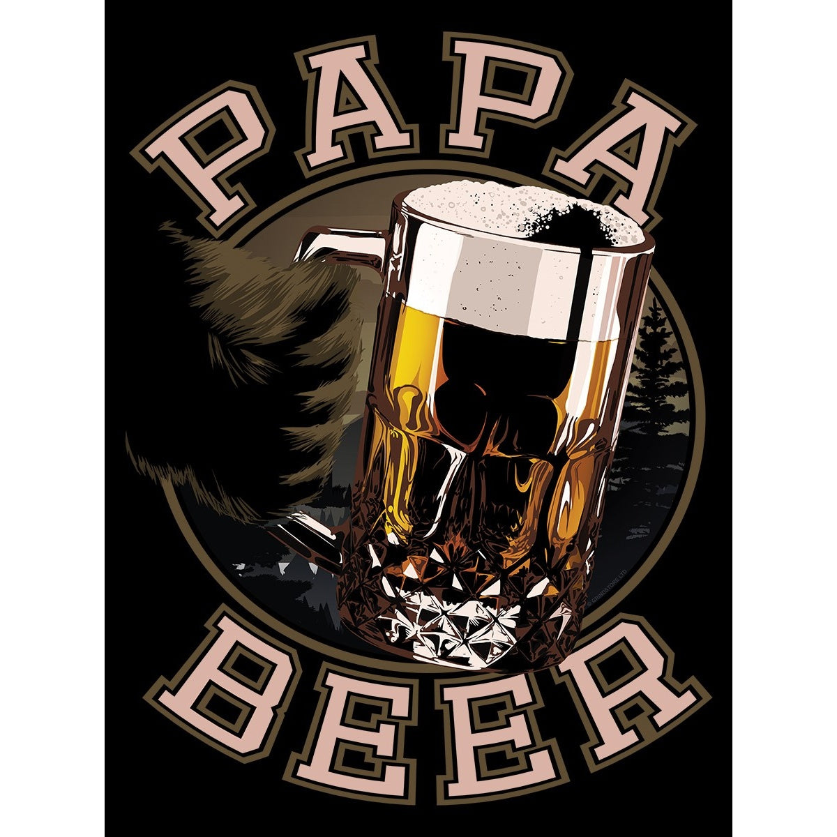 Black - Side - Grindstore Mens Fathers Day Papa Beer T-Shirt