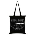 Black-White - Front - Grindstore Cute Bat Wanna Hang Tote Bag