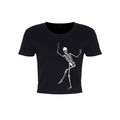 Black - Front - Grindstore Womens-Ladies Dancing Skeleton Crop Top