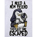 Grey - Side - Psycho Penguin Mens I Need A New Friend Hoodie