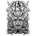 White-Black - Side - Unorthodox Collective Mens Edo Warrior Mask T-Shirt