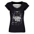 Black - Front - Grindstore Womens-Ladies Black Cat Club T-Shirt