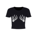 Black-White - Front - Grindstore Womens-Ladies Spooky Touch Crop Top