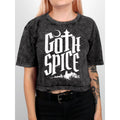Grey - Back - Grindstore Womens-Ladies Goth Spice Acid Wash Oversized Crop Top