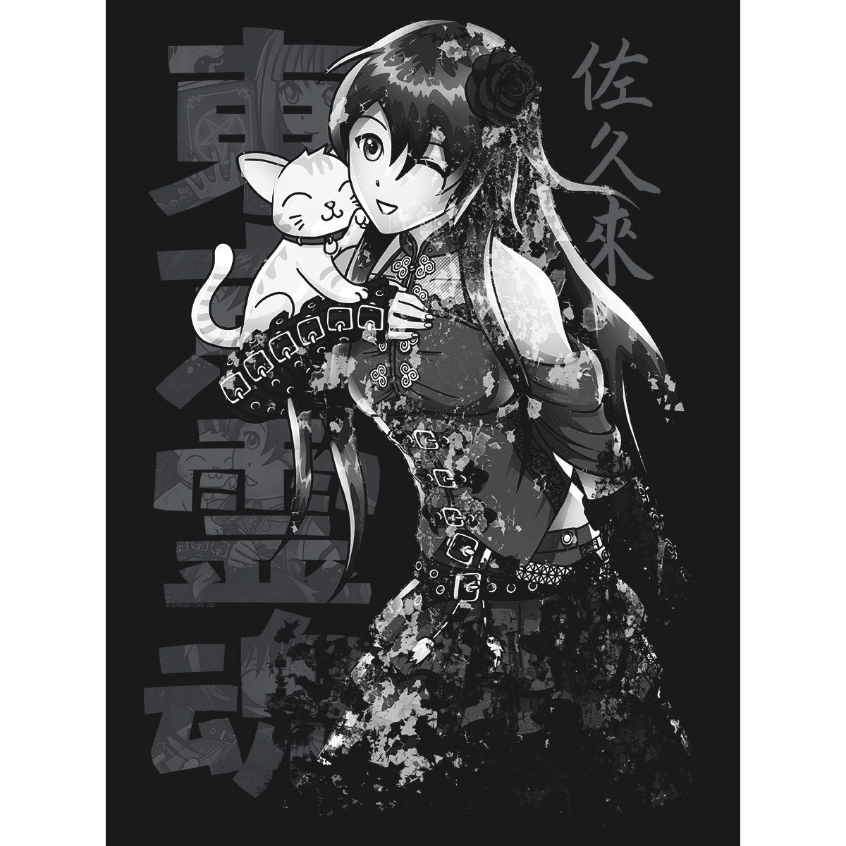 Black - Side - Tokyo Spirit Womens-Ladies Sakura Monochrome Vest Top