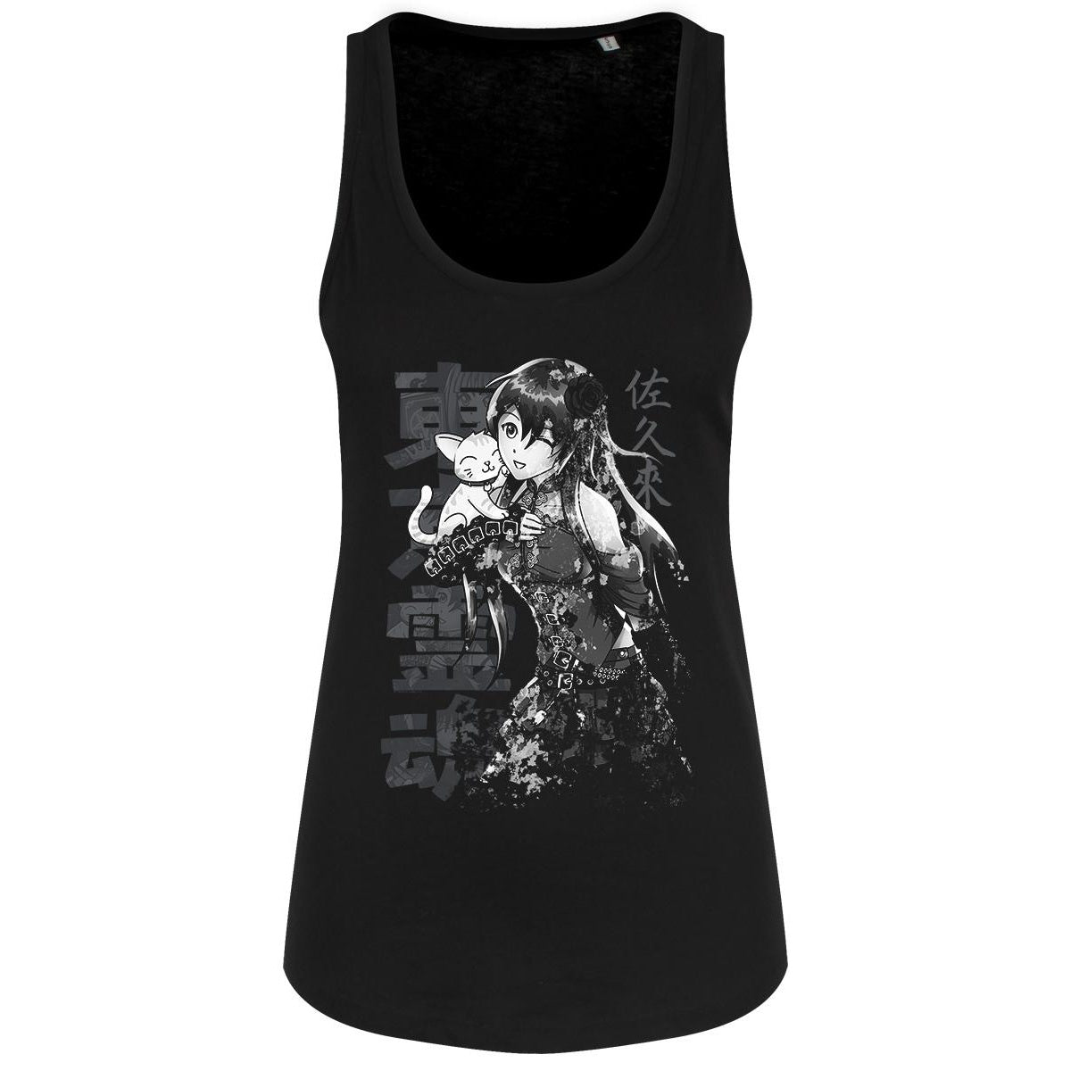 Black - Front - Tokyo Spirit Womens-Ladies Sakura Monochrome Vest Top