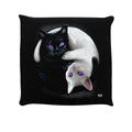 Black-White-Purple - Front - Spiral Yin Yang Cats Filled Cushion
