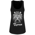 Black-White - Front - Mio Moon Womens-Ladies All Monsters Are Human Tank Top