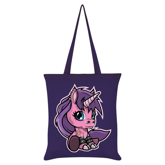 Purple - Front - Grindstore Fearless The Baby Unicorn Tote Bag