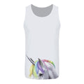 White - Front - Inquisitive Creatures Mens Rainbow Unicorn Vest Top