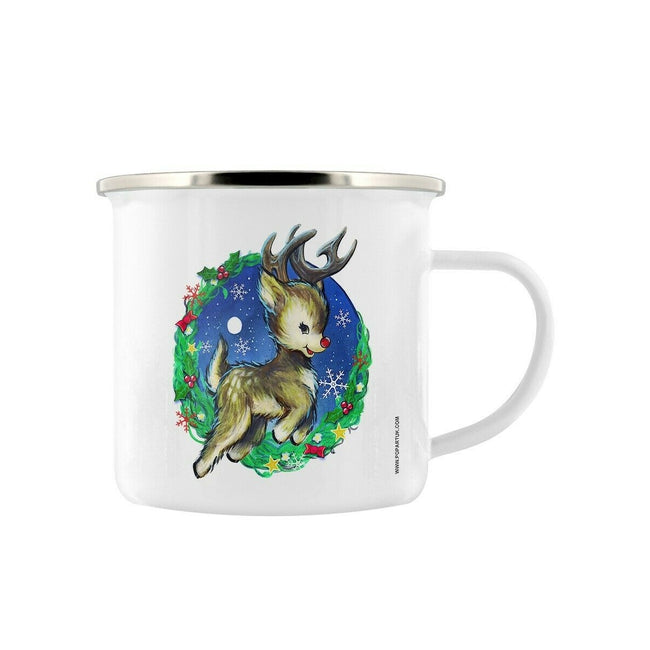 White-Green-Blue - Back - Grindstore Kitsch Reindeer Enamel Christmas Mug