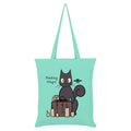 Mint Green-Dark Grey-Brown - Front - Spooky Cat Making Magic Tote Bag