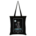 Black-Grey-White - Front - Spooky Cat The Moon Tarot Tote Bag