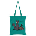 Emerald Green-Grey-Brown - Front - Spooky Cat Talking To Familiars Tote Bag