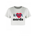 White-Black-Red - Front - Pop Factory Womens-Ladies I Love Nerds Boxy Crop Top