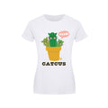 White-Green-Yellow - Front - Pop Factory Womens-Ladies Catcus T-Shirt