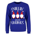 Royal Blue - Front - Pop Factory Womens-Ladies Chillin´ With My Gnomies Christmas Sweatshirt