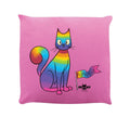 Pink - Front - Spooky Cat Purride Filled Cushion