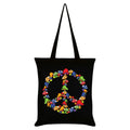 Black-Multicoloured - Front - Grindstore Funghi Peace Symbol Tote Bag