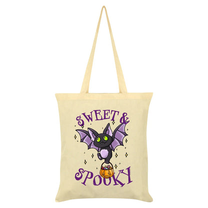 Cream - Front - Grindstore Sweet & Spooky Bat Halloween Tote Bag