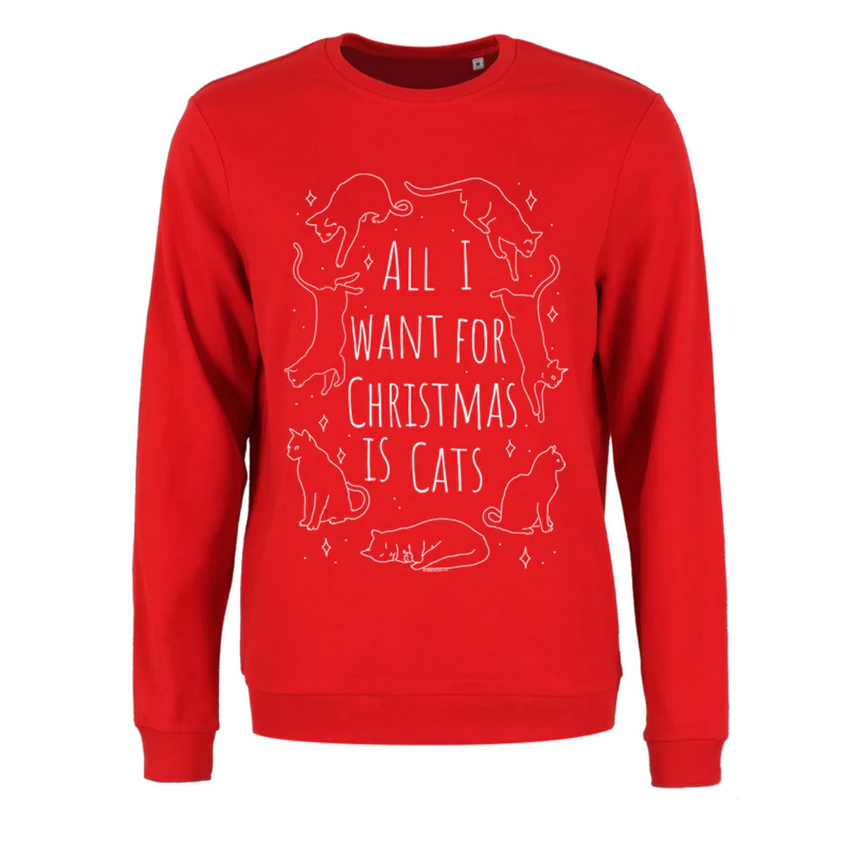 Red - Front - Grindstore Womens-Ladies All I Want For Christmas Is Cats Christmas Pullover