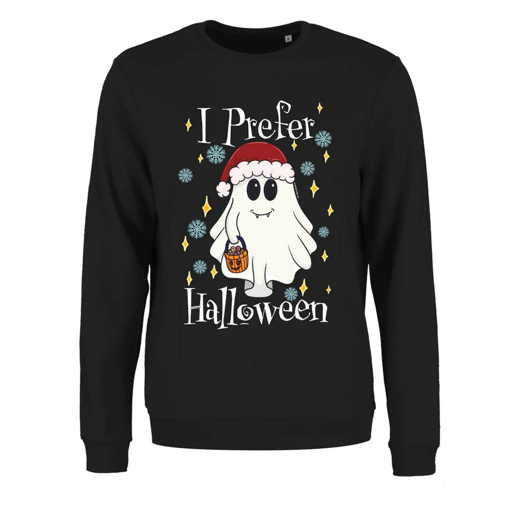 Black - Front - Grindstore Womens-Ladies I Prefer Halloween Christmas Jumper