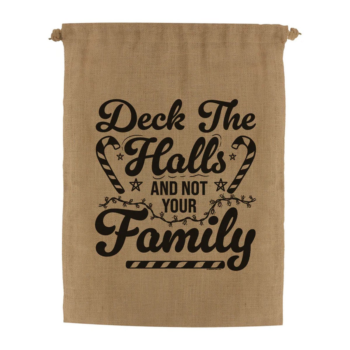 Brown-Black - Side - Grindstore Deck The Halls And Not Your Family Hessian Santa Sack