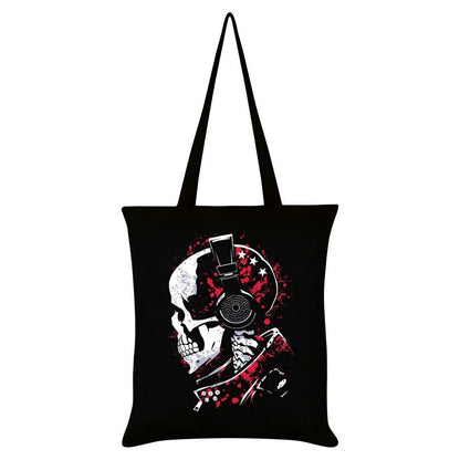 Black - Front - Grindstore Skull Headphones Tote Bag