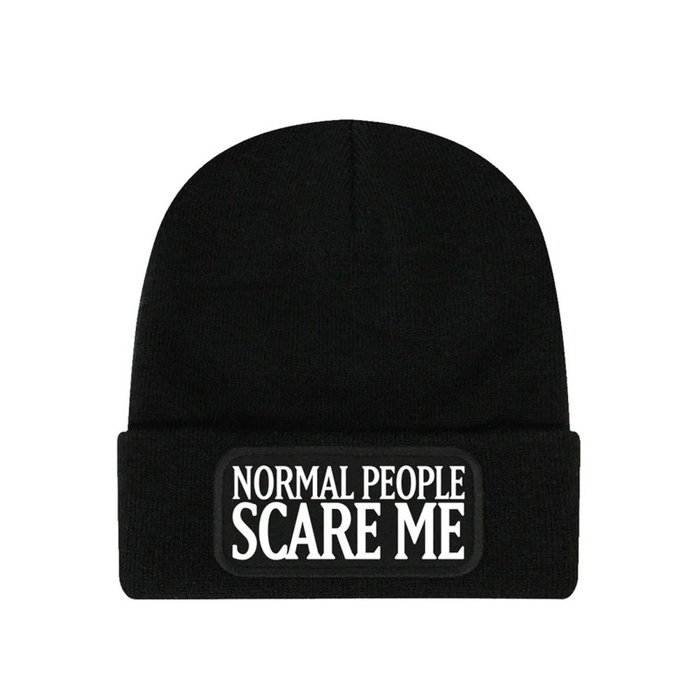 Black - Front - Grindstore Unisex Adult Normal People Scare Me Beanie