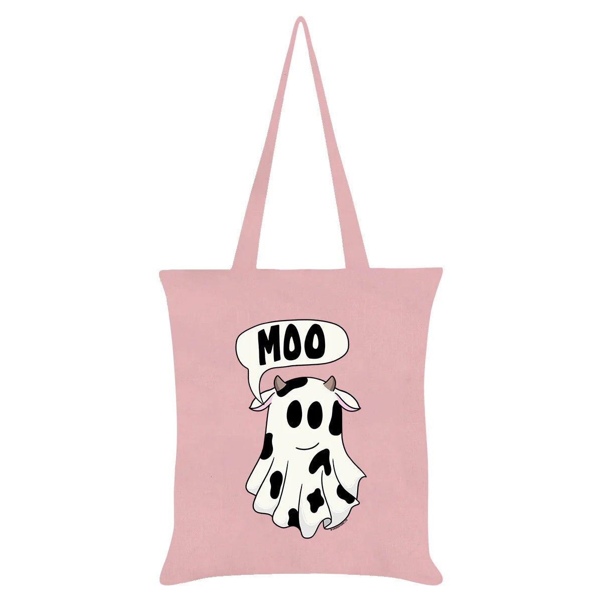 Pink-White-Black - Front - Grindstore Moo! Ghost Cow Tote Bag