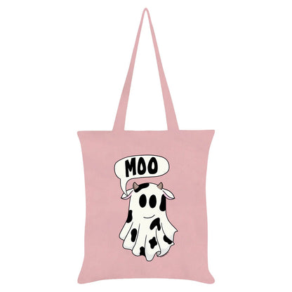 Pink-White-Black - Front - Grindstore Moo! Ghost Cow Tote Bag