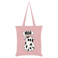 Pink-White-Black - Front - Grindstore Moo! Ghost Cow Tote Bag