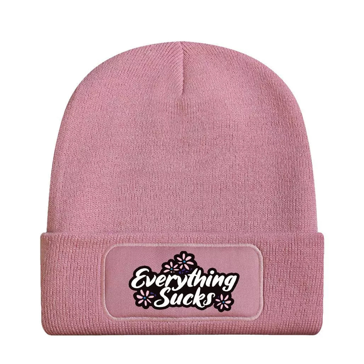 Pale Pink - Front - Grindstore Everything Sucks Beanie