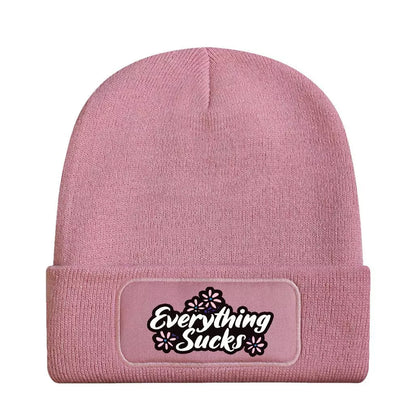 Pale Pink - Front - Grindstore Everything Sucks Beanie