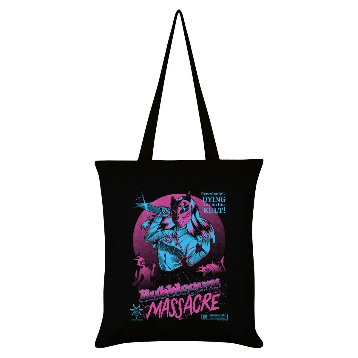 Black-Pink-Blue - Front - Pinku Kult Bubblegum Massacre Tote Bag