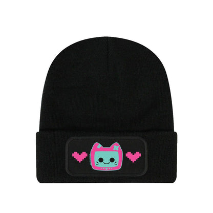 Black - Front - Cosmic Boop Kitty Pixel Beanie