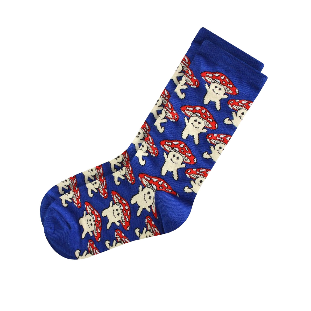 Blue - Back - Twisted Soles Unisex Adult Little Mushrooms Novelty Socks