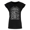 Black - Front - Grindstore Ladies-Womens Nerdy Dirty Inked & Curvy Premium T-Shirt