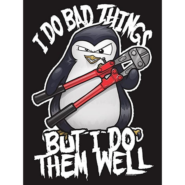Black - Side - Psycho Penguin Mens  I Do Bad Things Premium T-Shirt