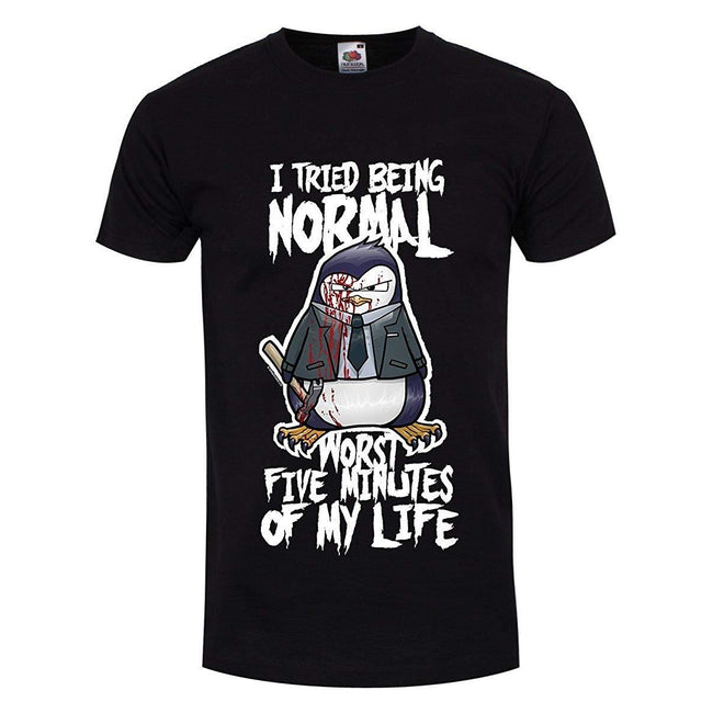 Black - Front - Psycho Penguin Mens  I Tried Being Normal T-Shirt