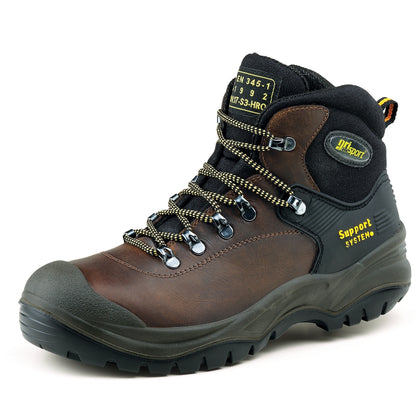 Brown - Side - Grisport Mens Contractor Leather Safety Boots