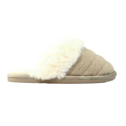 Beige - Back - Lunar Womens-Ladies Carol II Slippers