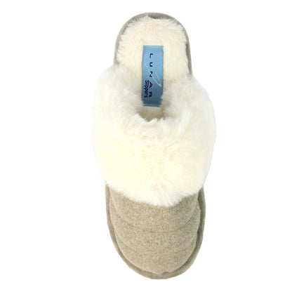 Beige - Side - Lunar Womens-Ladies Carol II Slippers