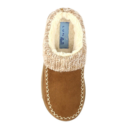 Tan - Pack Shot - Lunar Womens-Ladies Albany Slippers