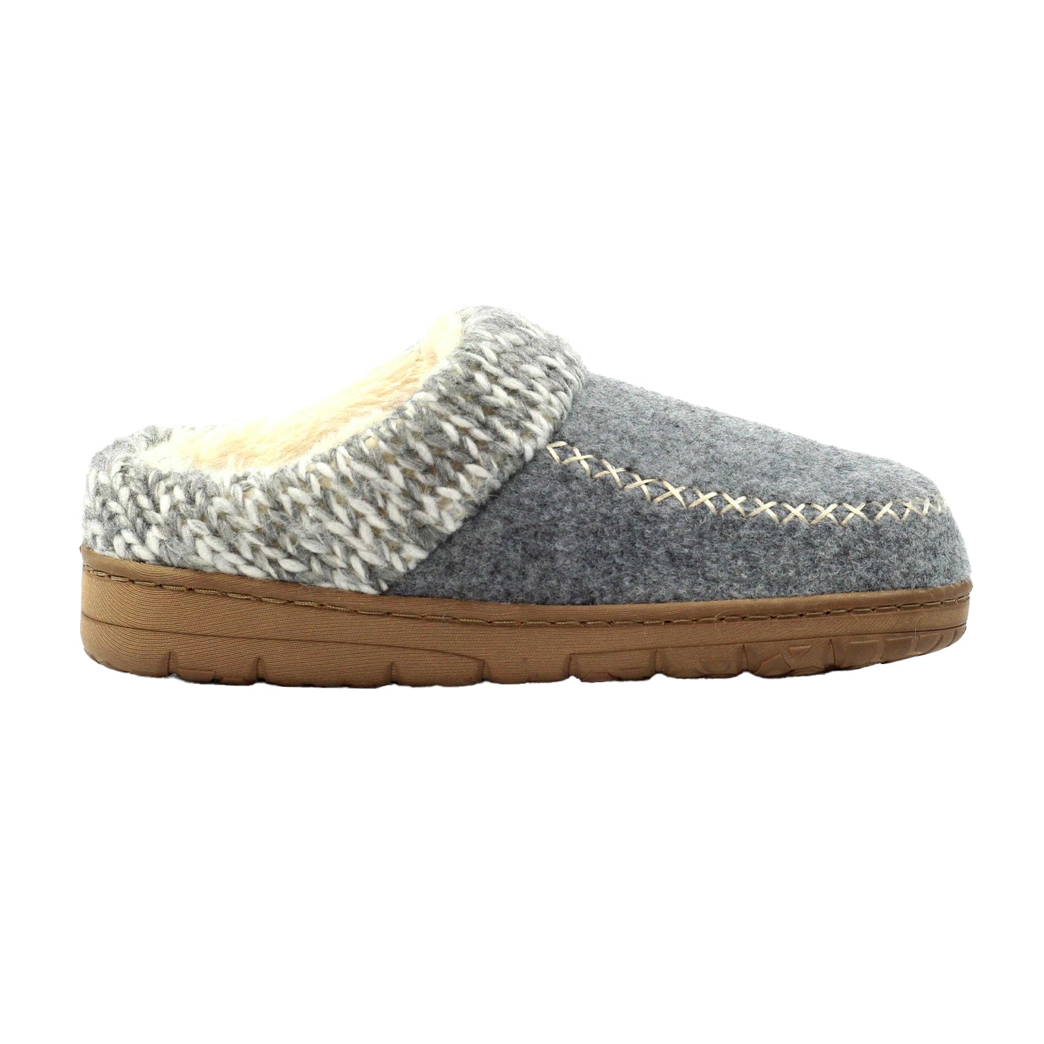 Grey - Side - Lunar Womens-Ladies Albany Slippers