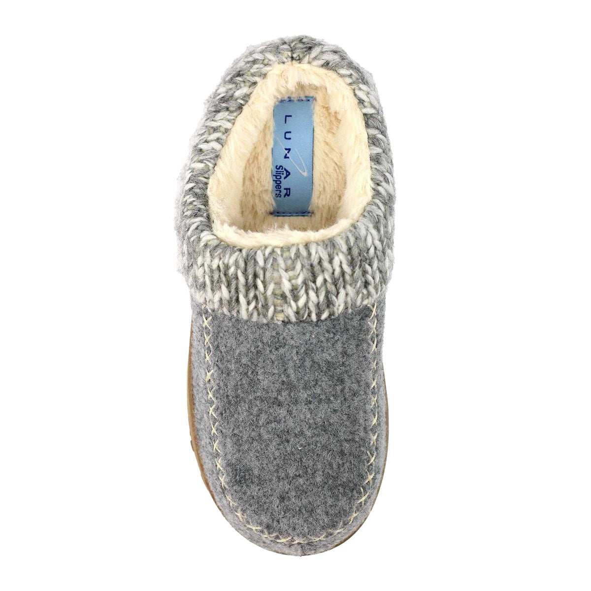 Grey - Pack Shot - Lunar Womens-Ladies Albany Slippers