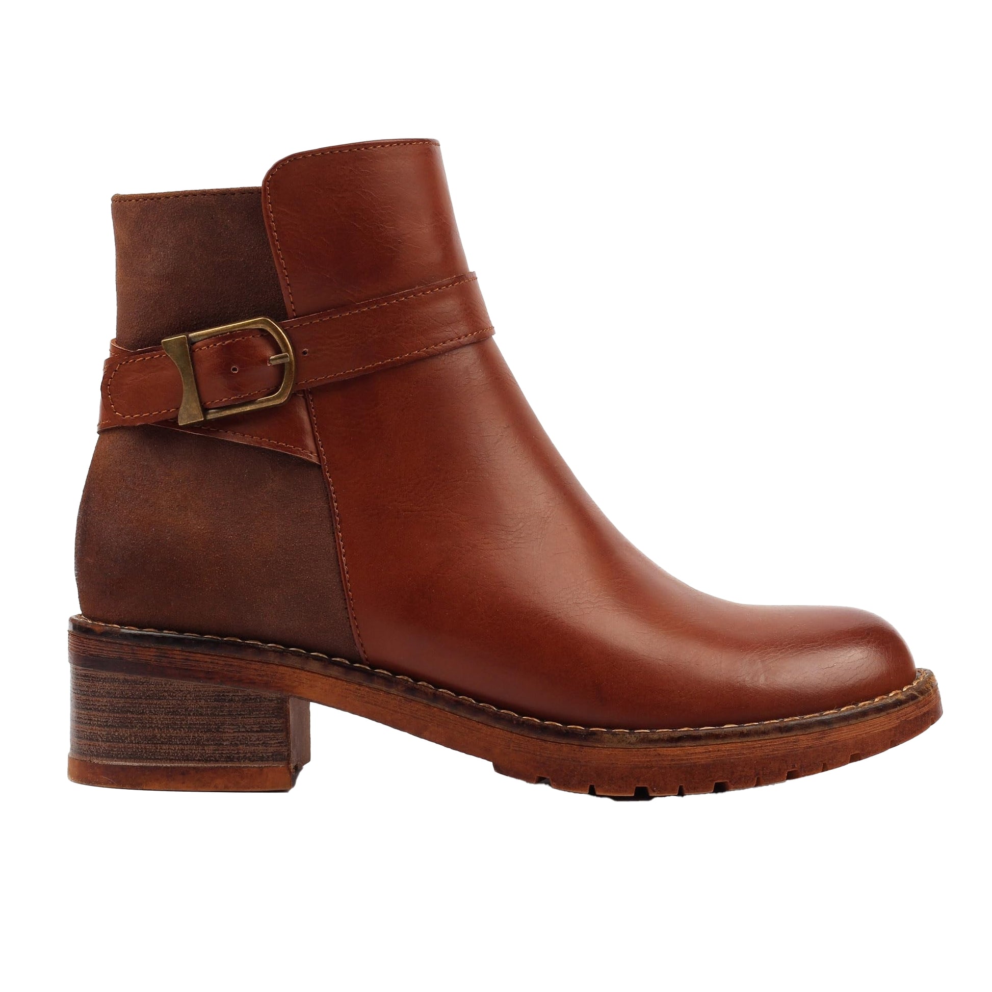 Tan - Front - Lunar Womens-Ladies Demure Ankle Boots