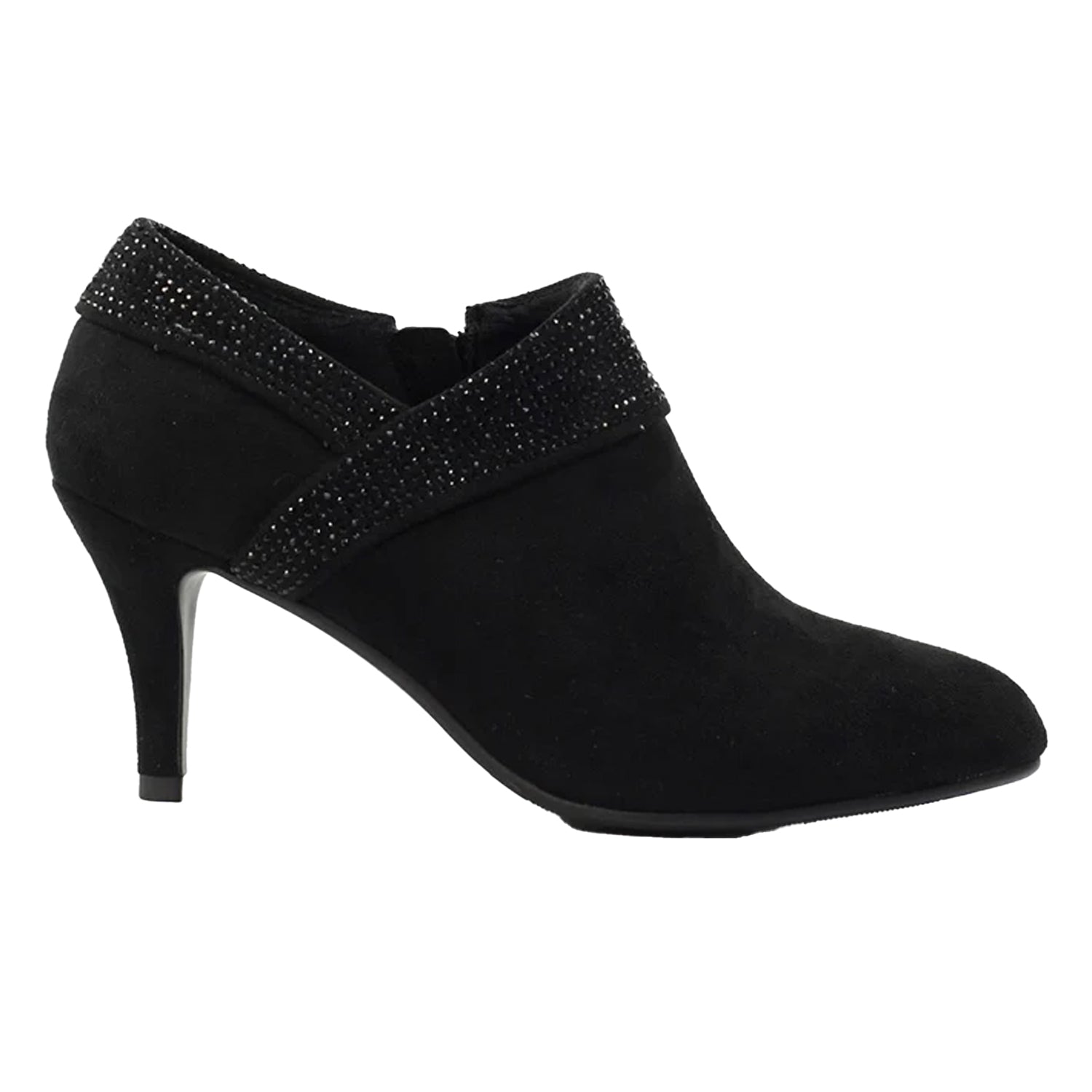 Black - Side - Lunar Womens-Ladies Tyler Faux Suede Ankle Boots