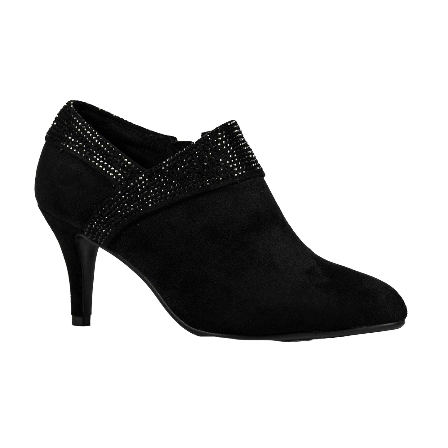Black - Front - Lunar Womens-Ladies Tyler Faux Suede Ankle Boots