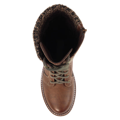 Brown - Side - Lunar Womens-Ladies Caesar Wide Long Boots